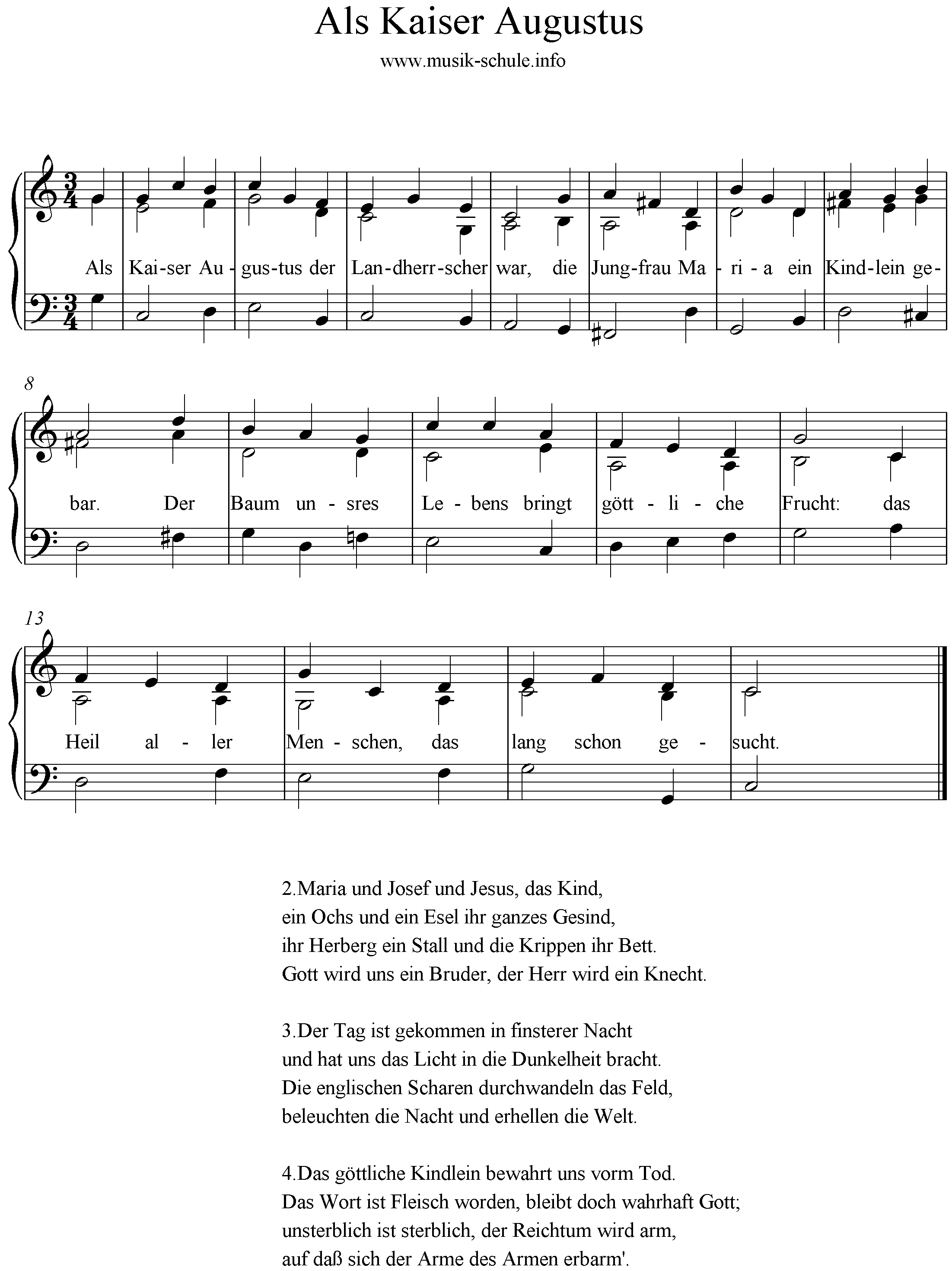 Als Kaiser Augustus, C-Dur Chronoten 3stimmig, Als Kaiser Augustus